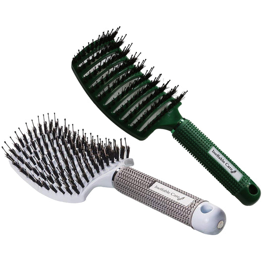 Shop Our Boar Bristle Hair Brush set - Green & White On Amazon