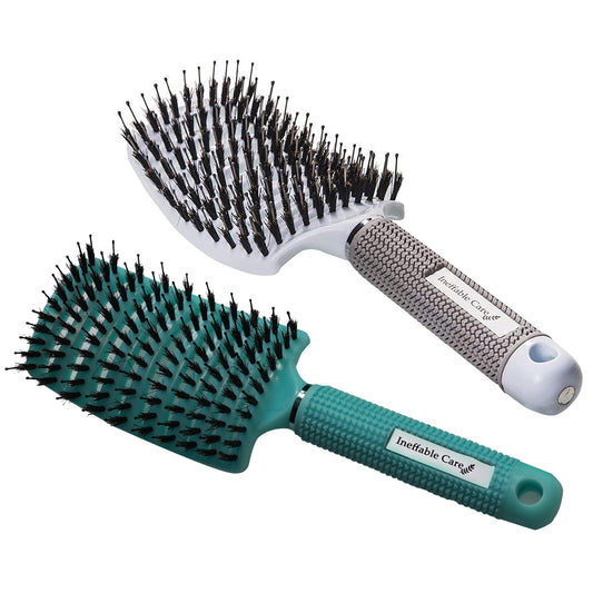 Shop Our Boar Bristle Hair Brush set - Blue & White On Amazon