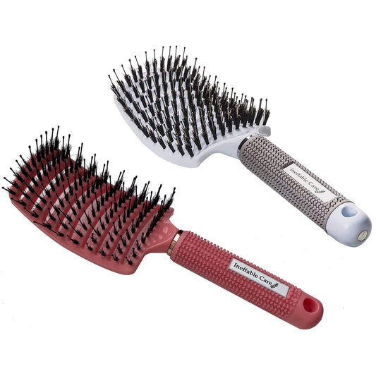 Shop Our Boar Bristle Hair Brush set - Pink & White On Amazon