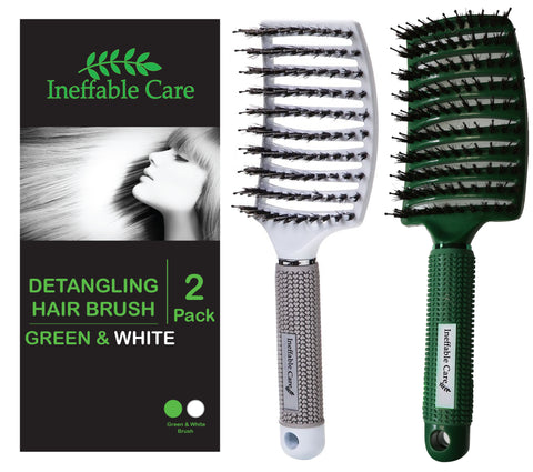 Shop Our Boar Bristle Hair Brush set - Green & White On Amazon