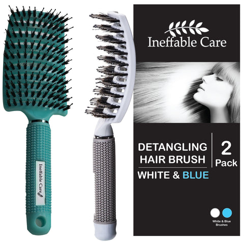 Shop Our Boar Bristle Hair Brush set - Blue & White On Amazon