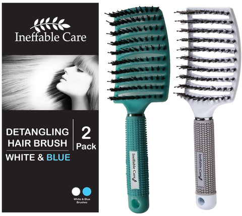 Shop Our Boar Bristle Hair Brush set - Blue & White On Amazon