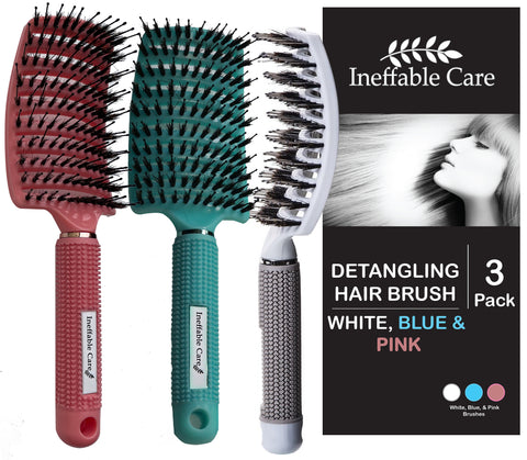 Shop Our Boar Bristle Hair Brush set - Pink, Blue, & White On Amazon