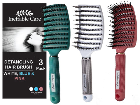 Shop Our Boar Bristle Hair Brush set - Pink, Blue, & White On Amazon