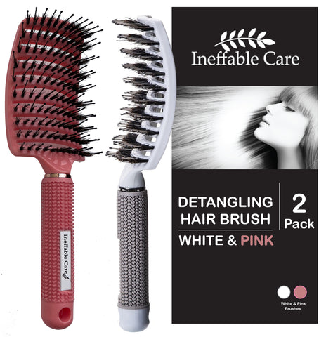 Shop Our Boar Bristle Hair Brush set - Pink & White On Amazon