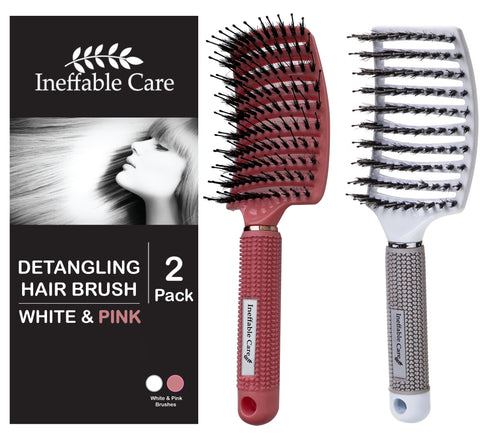 Shop Our Boar Bristle Hair Brush set - Pink & White On Amazon